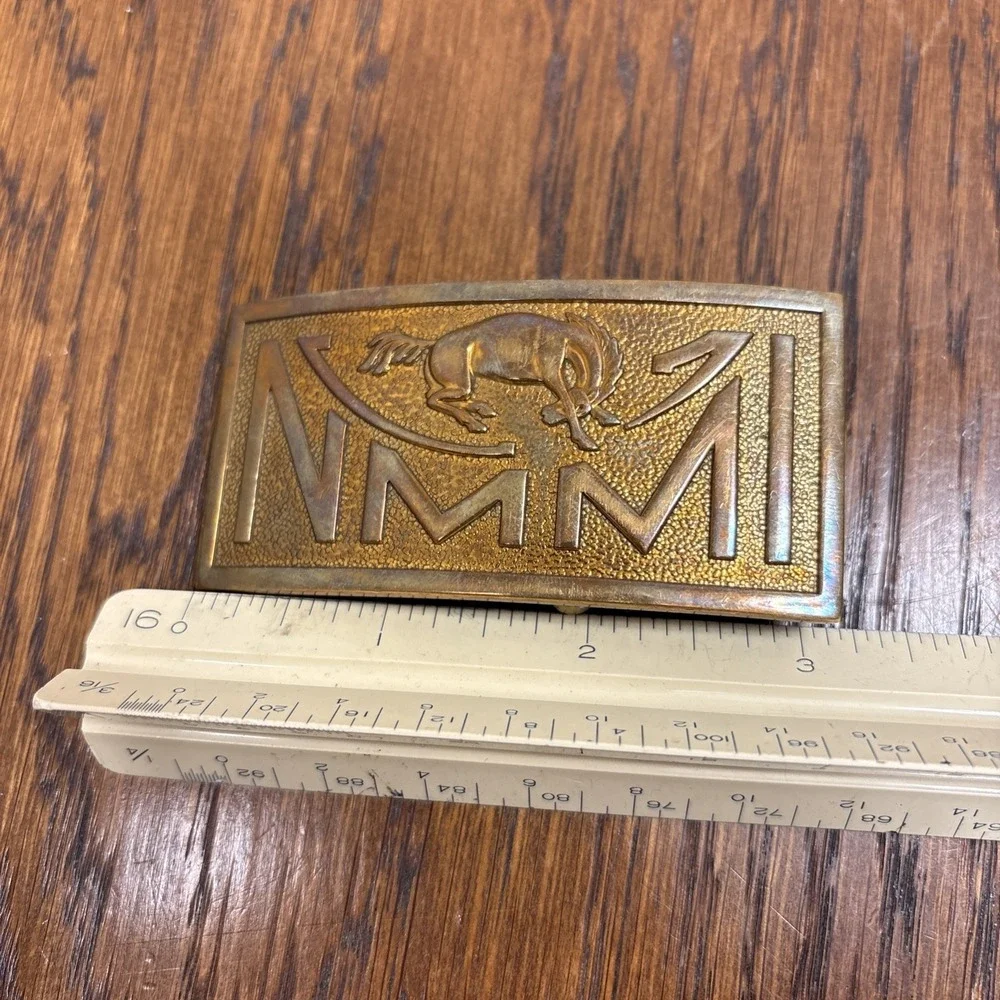 Vtg New Mexico Military Institute Buckle Old NMMI College Army USA Solid Brass